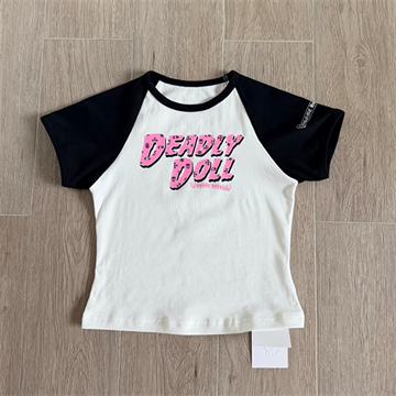 chrome hearts deadly doll raglan short sleeve t-shirt